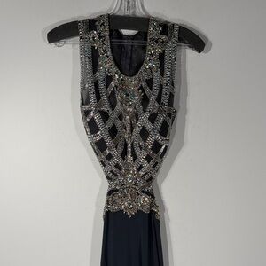 Alyce Paris Black Dress with Silver Accents